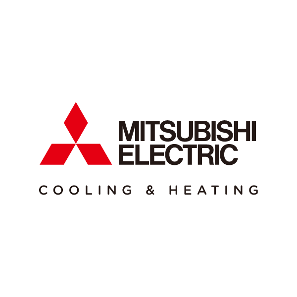 Mitsubishi electric heating and cooling logo.