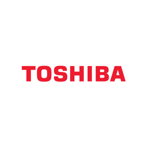 Toshiba logo on a black background.